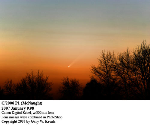 1月8日到10日，美国的Gary W. Kronk连续三天拍摄到暮光中的彗星。
